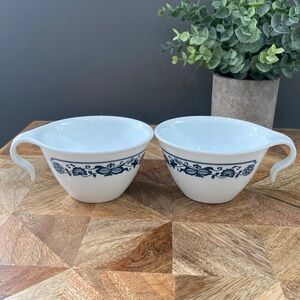 Vintage Corelle by Corning Blue Tea Cups, Set of 2